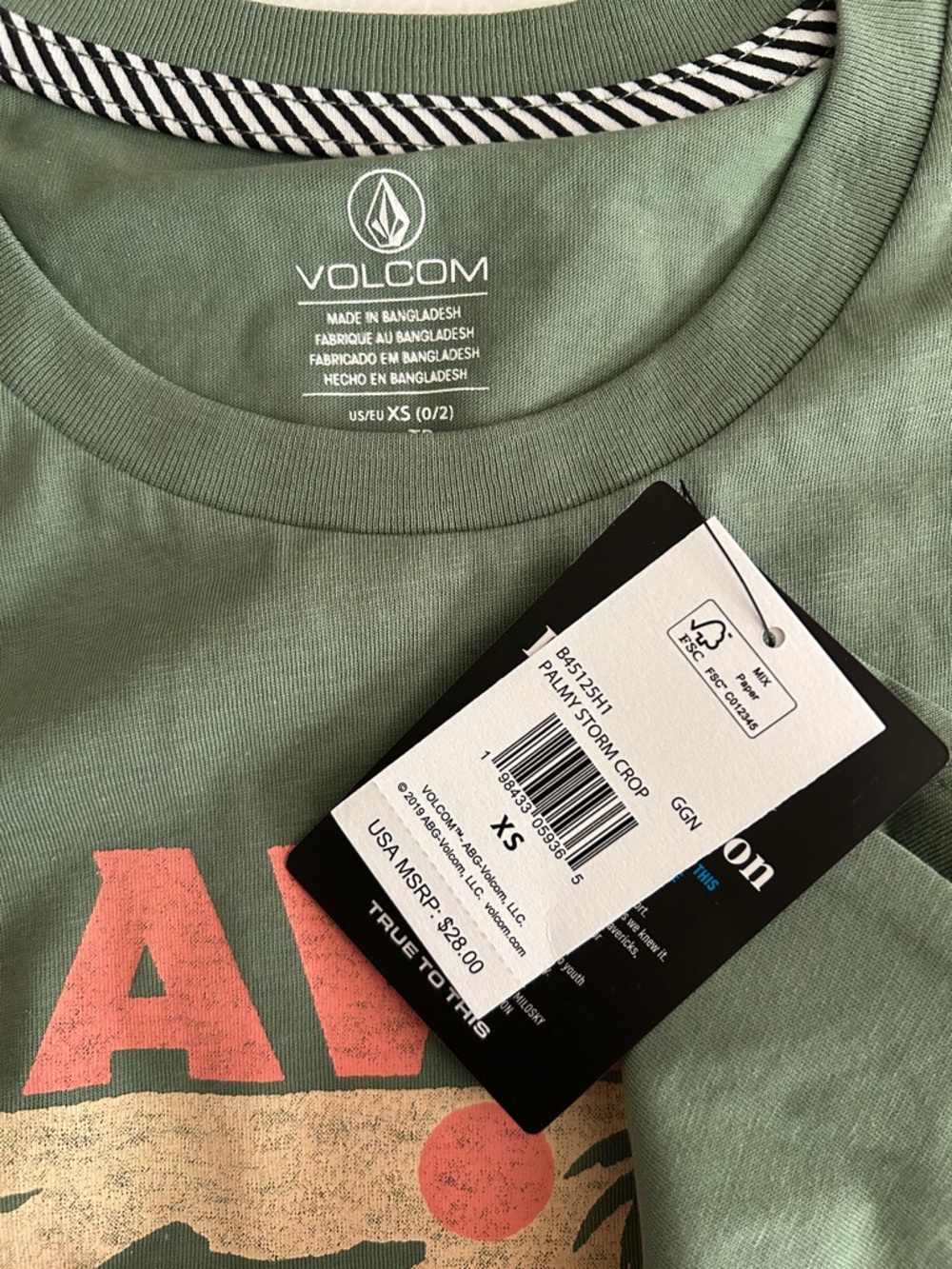 Volcom Palmy Storm Crop Muscle Tank Tee in Green - Picture 6 of 8